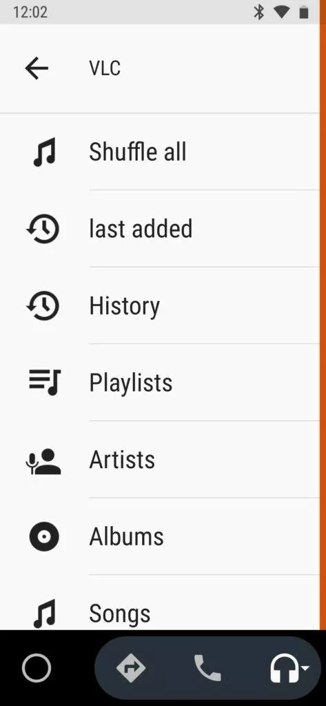 vlc 3.1 android auto menu