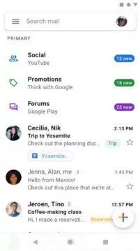 Android email klient - Gmail