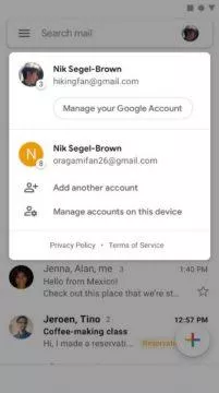 Android email klient - Gmail - přidat účty