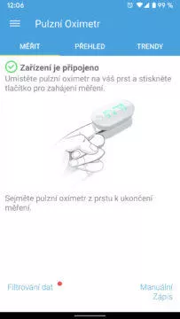 aplikace ihealth myvitals oxymetr měření