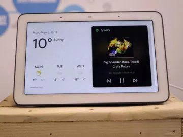 Chytry displej google home hub recenze spotify home