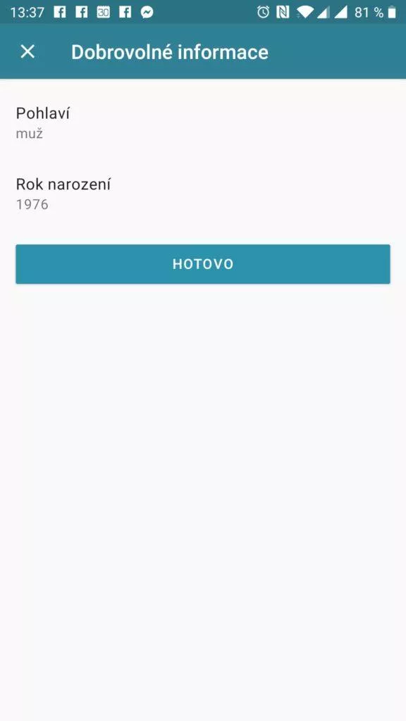 Dobrovolné informace o vás