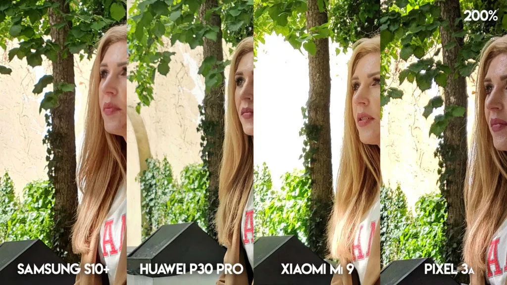 Fototest S10 vs P30 Pro vs Mi 9 vs Pixel 3A fotografie modelka detail