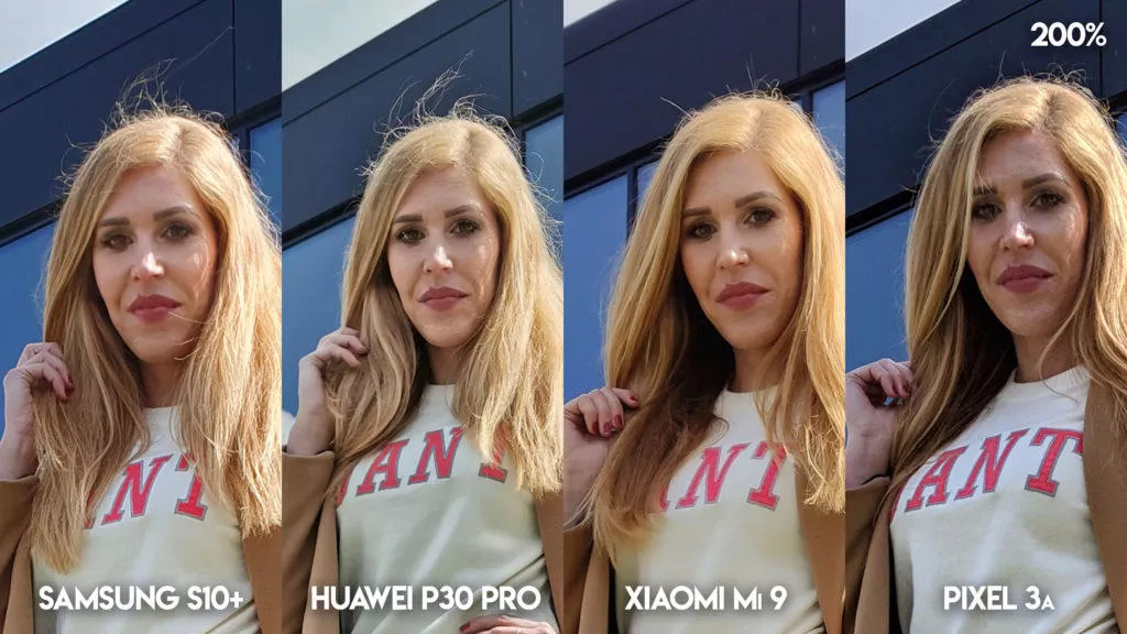 Fototest S10 vs P30 Pro vs Mi 9 vs Pixel 3A modelka detail