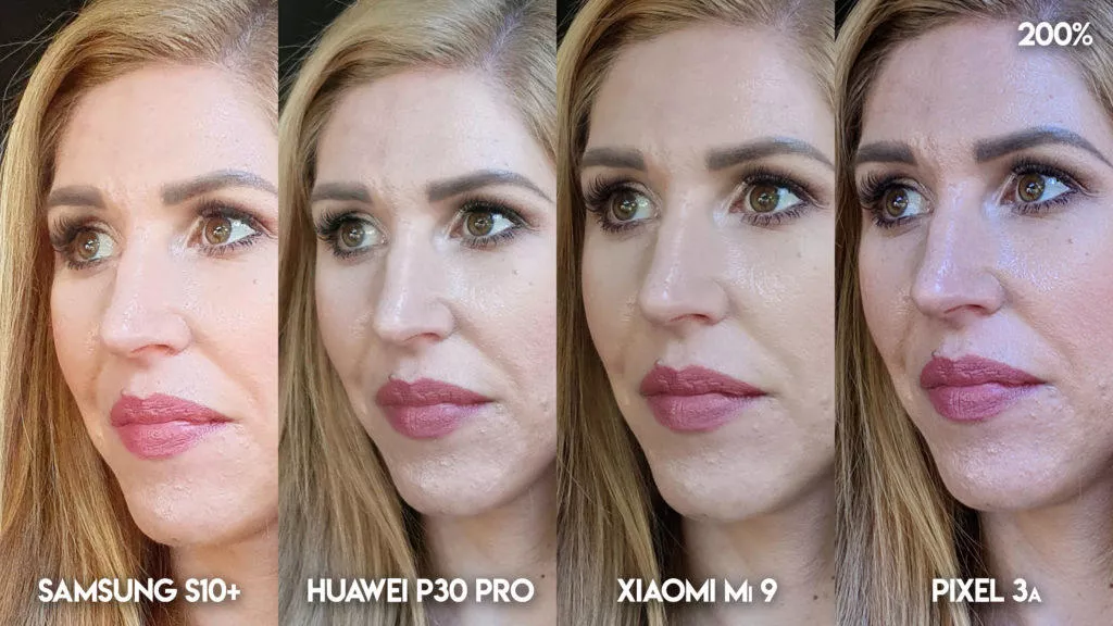Fototest S10 vs P30 Pro vs Mi 9 vs Pixel 3A modelka portret detail