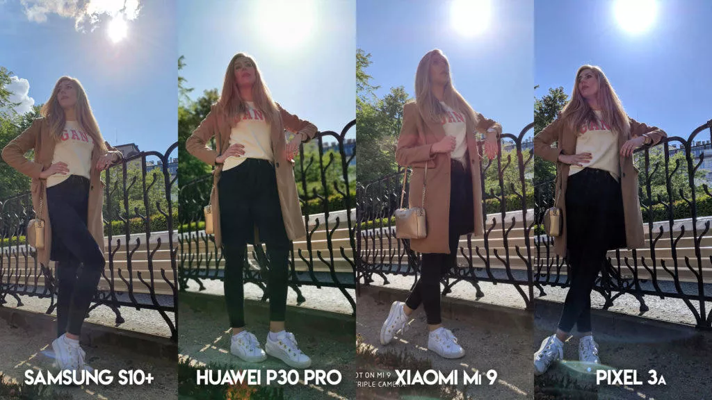 Fototest S10 vs P30 Pro vs Mi 9 vs Pixel 3A protisvětlo modelka