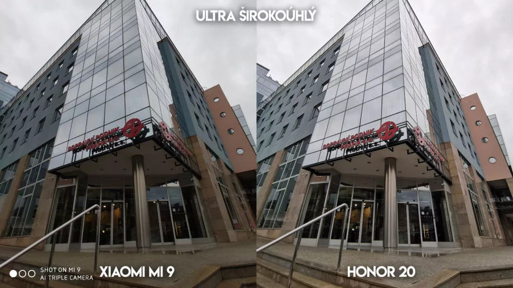 Fototest Xiaomi Mi 9 vs Honor 20 budova dpp