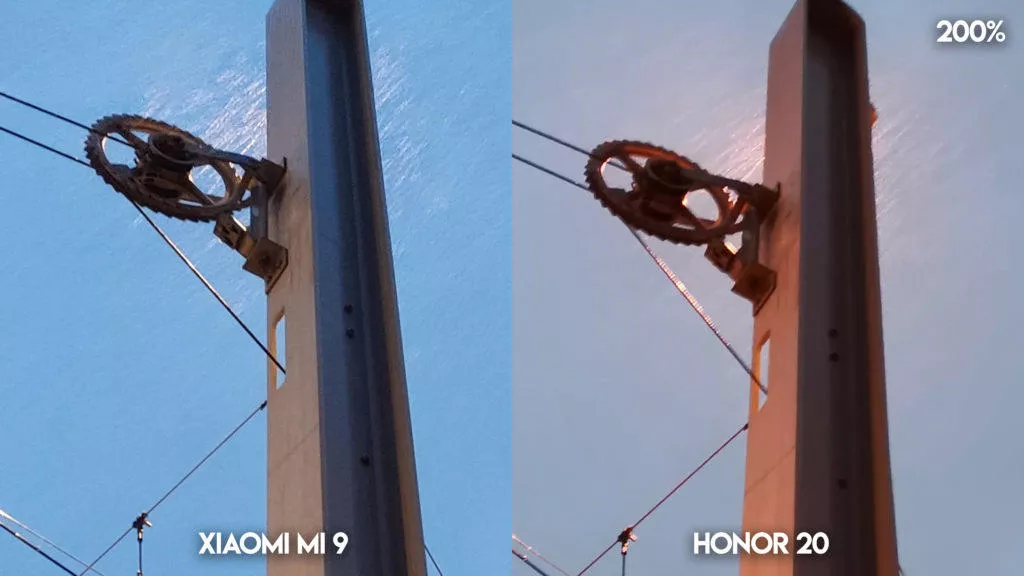 Fototest Xiaomi Mi 9 vs Honor 20 sloup detail