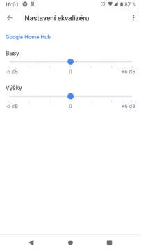 Google Home aplikace ekvalizer