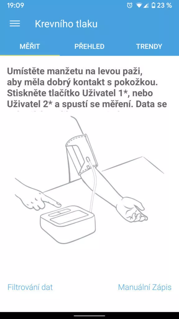 iHealth aplikace jak měřit tlak