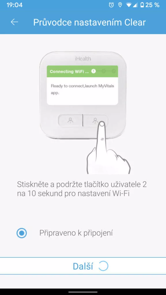 iHealth aplikace nastavení clear