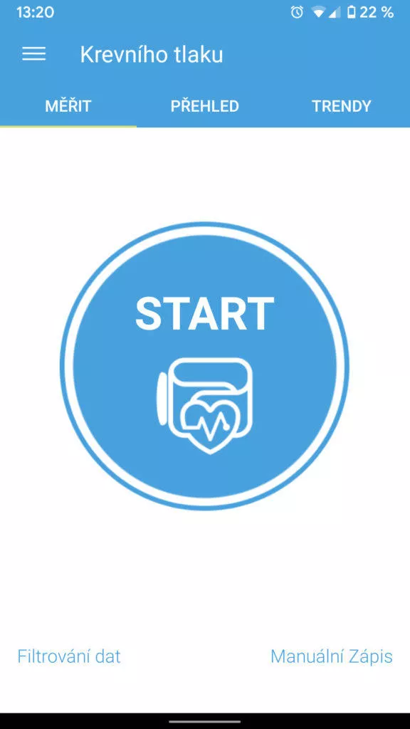 iHealth aplikace start měření