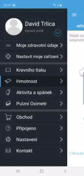 Ihealth Core aplikace menu