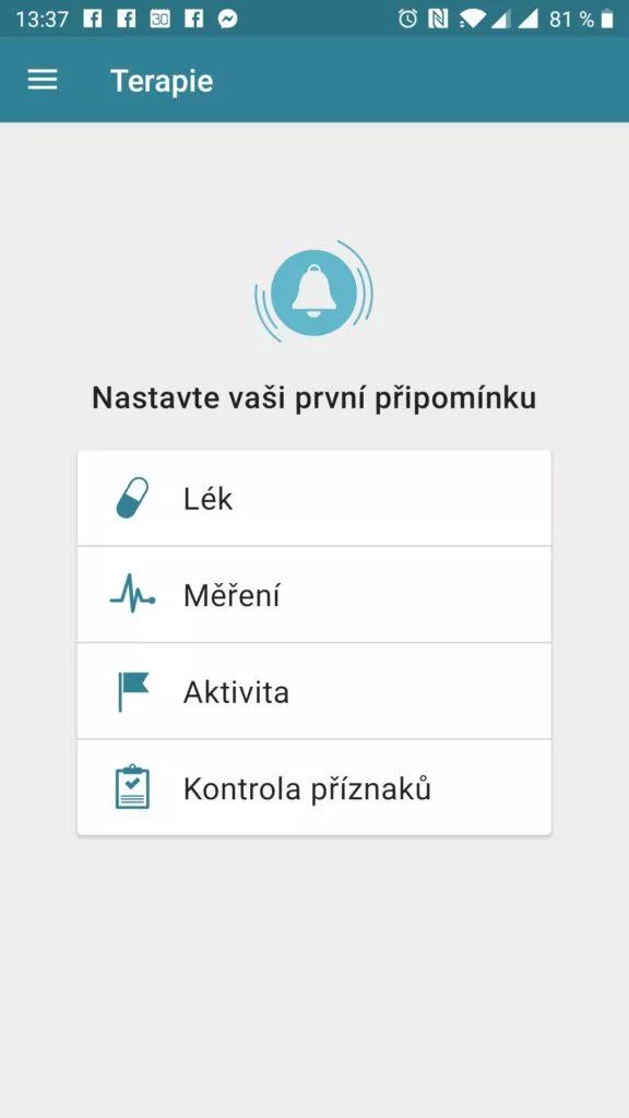 Nastavení první připomínky