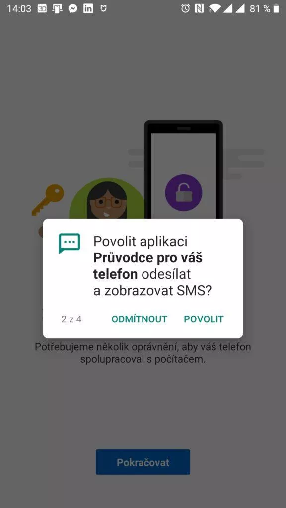 Oprávnění přístupu k SMS