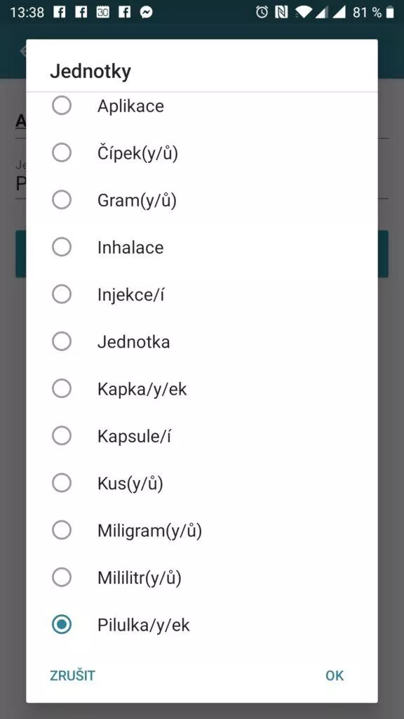 Typ jednotky užívání