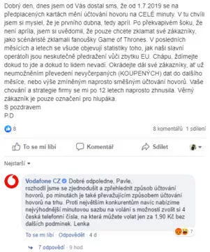 vodafone stiznost zakazniku volani