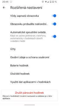 Wear OS aplikace nastavení