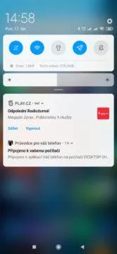 Aplikace je přístupná z notifikací