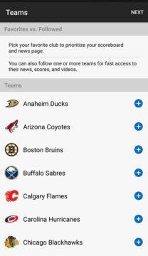 Aplikace NHL novinky v mobilu