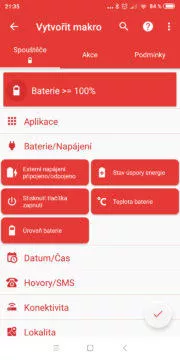 Automatizace Android telefonu - Přehrát zvuk po nabití 02