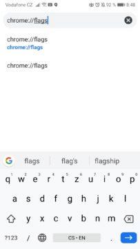 Google Chrome flags - změna lišty