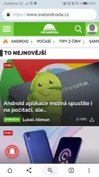 Google Chrome - ovládací lišta přesunuta dolů