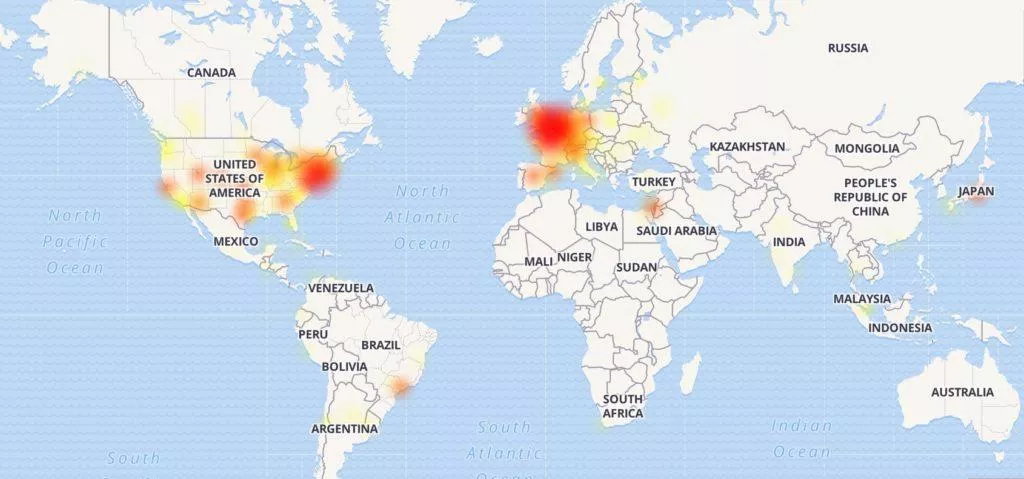 Výpadek Google kalendáře pokračuje - mapa