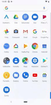 Google Pixel 3a nainstalované aplikace