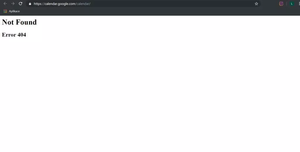 Kalendář Google - chyba 404