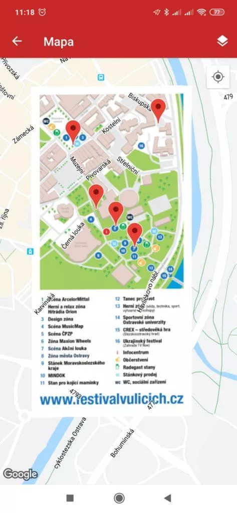 Mapa areálu akce