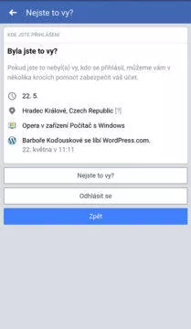 messenger zabezpečení účtu