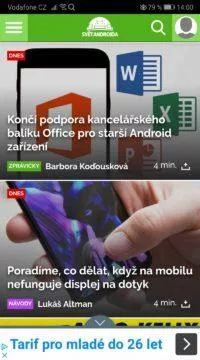 Mobilní telefon - ovládání jednou rukou - mini obrazovka