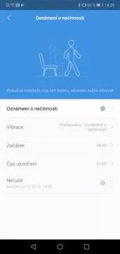 Nastavení oznámení o nečinnosti Xiaomi Mi Band 4