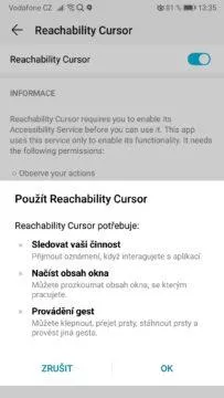 Ovládání smartphonu jednou rukou přes Reachability Cursor