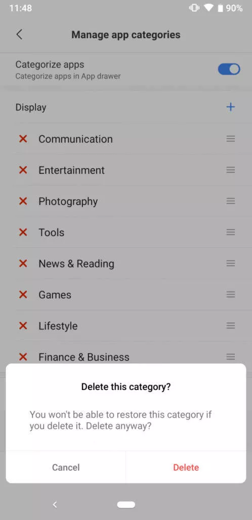 Poco Launcher 2 kategorie