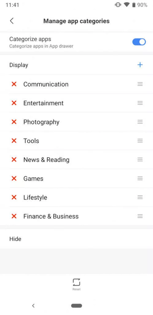 Poco Launcher 2 nastaveni skupin