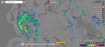 Předpověď počasí - radar blesky - Windy