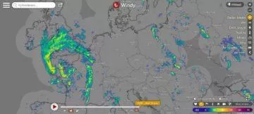 Předpověď počasí - radar blesky - Windy