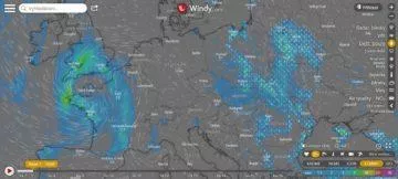 Windy - předpověď počasí - déšť a bouře