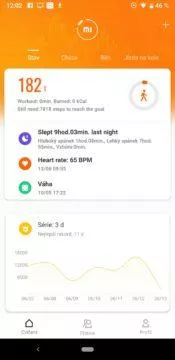 Xiaomi Amazfit Cor 2 Mi Fit úvodní obrazovka