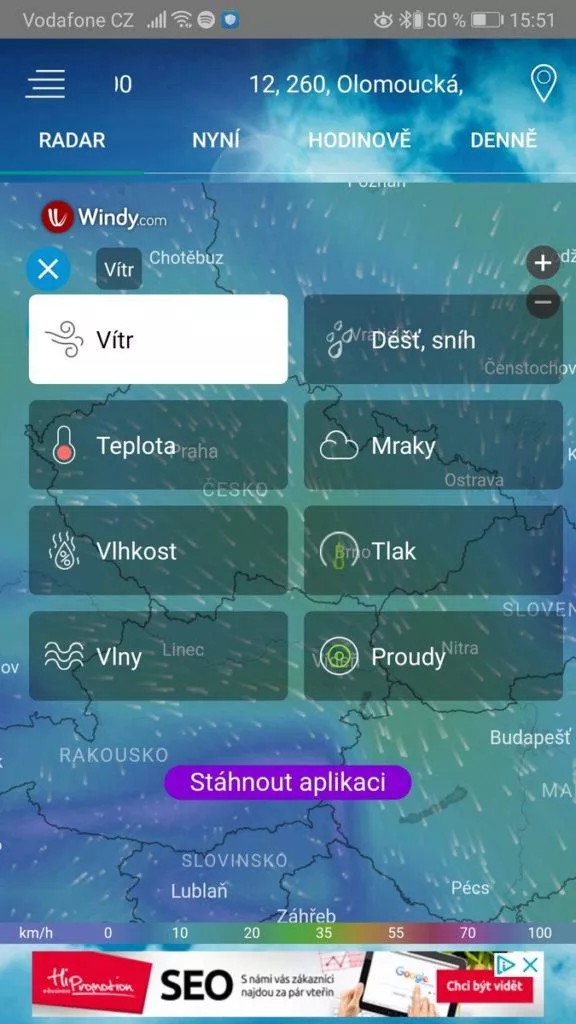 Aplikace počasí - Česká republika