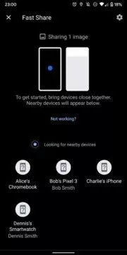 Google Fast Share - vyhledávání dalšího zařízení