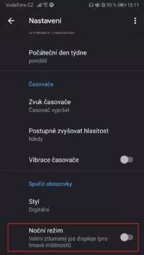 Google hodiny - Dark mode