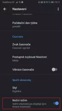 Google hodiny - jak nastavit temný režim