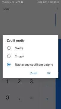 Google kalkulačka - temný režim