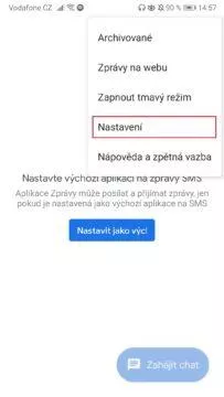 Google Messages - jak zapnout temný režim