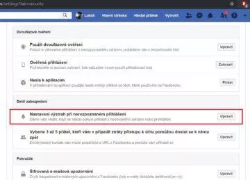 Hacknutý Facebook - upozornění na přihlášení