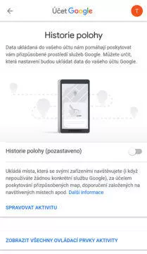 historie polohy google maps