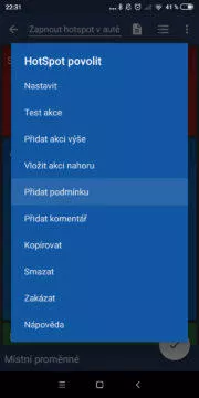 hotspot v autě - podmínka